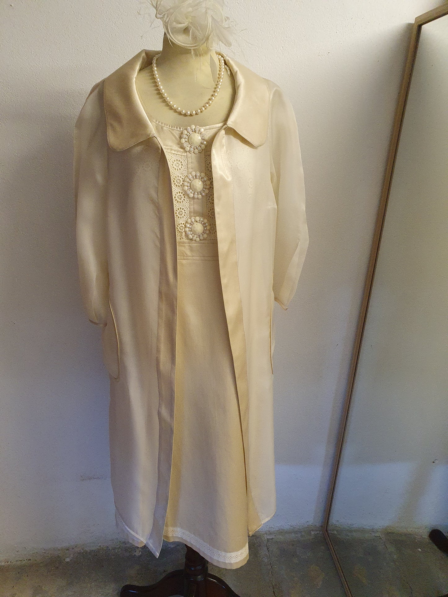 Size 12  Beige&goldish dress with jacket