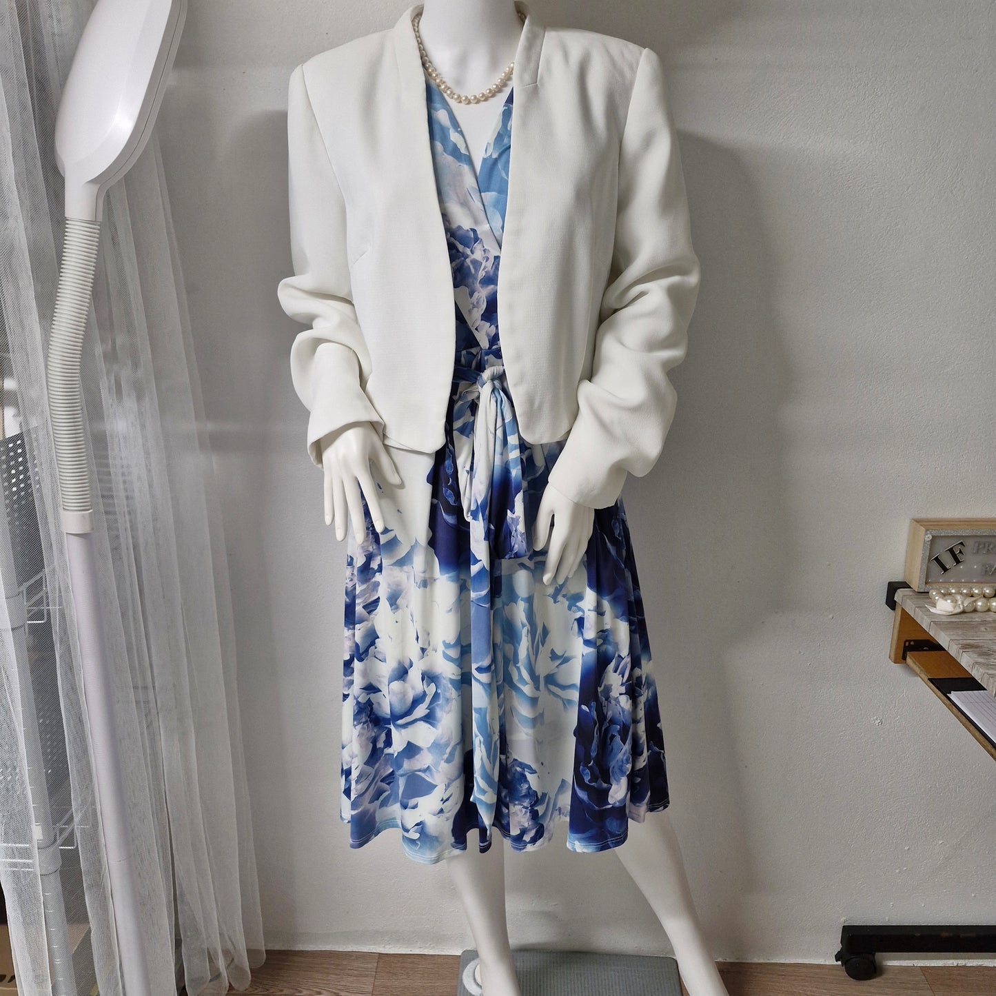 Size 14 dress and white jacket