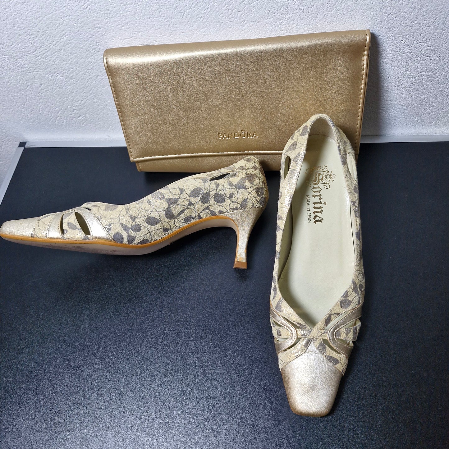 Shoes size 4 & bag